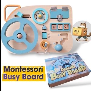 Vanplay Montessori Busy Board Toy for Toddlers, Car Wooden Sensory Board New